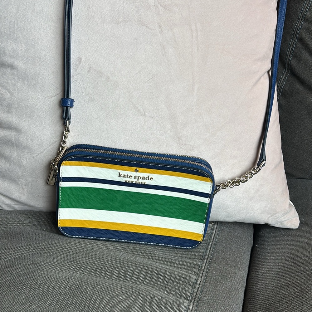 Kate Spade Staci Maritime Stripe Double Zip Small Crossbody Multi colored - Picture 5 of 11